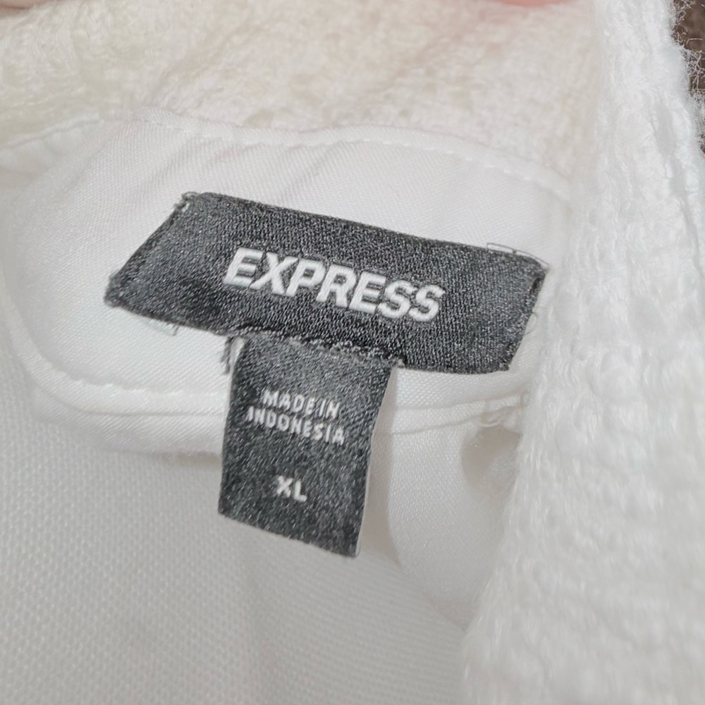 Express White Textured Button Up Jacket - image 2